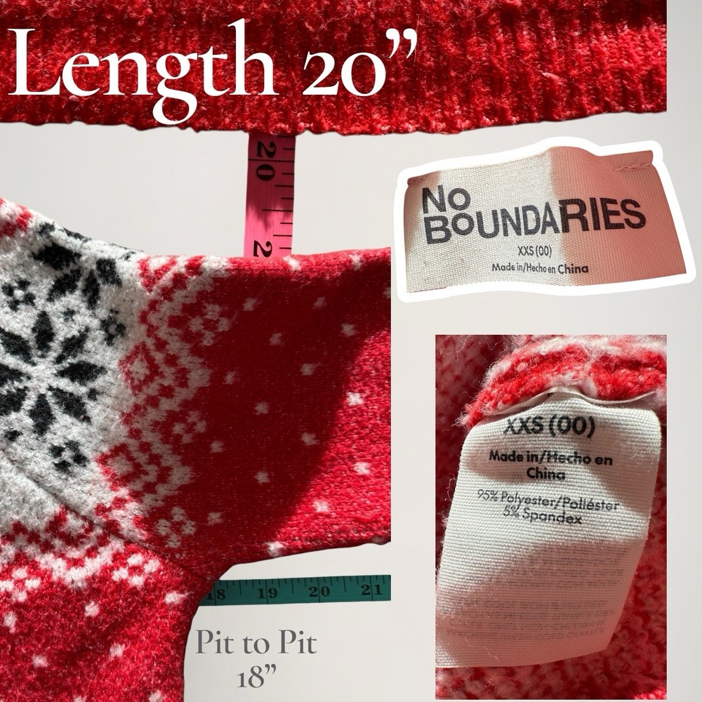 No Boundaries Oversized XXS Nordic Snowflake Holiday Pullover Sweater Ski Winter - Picture 2 of 16